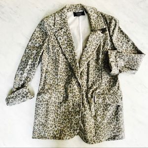 K-DASH by Kardashians 3/4 Leopard Knit Blazer